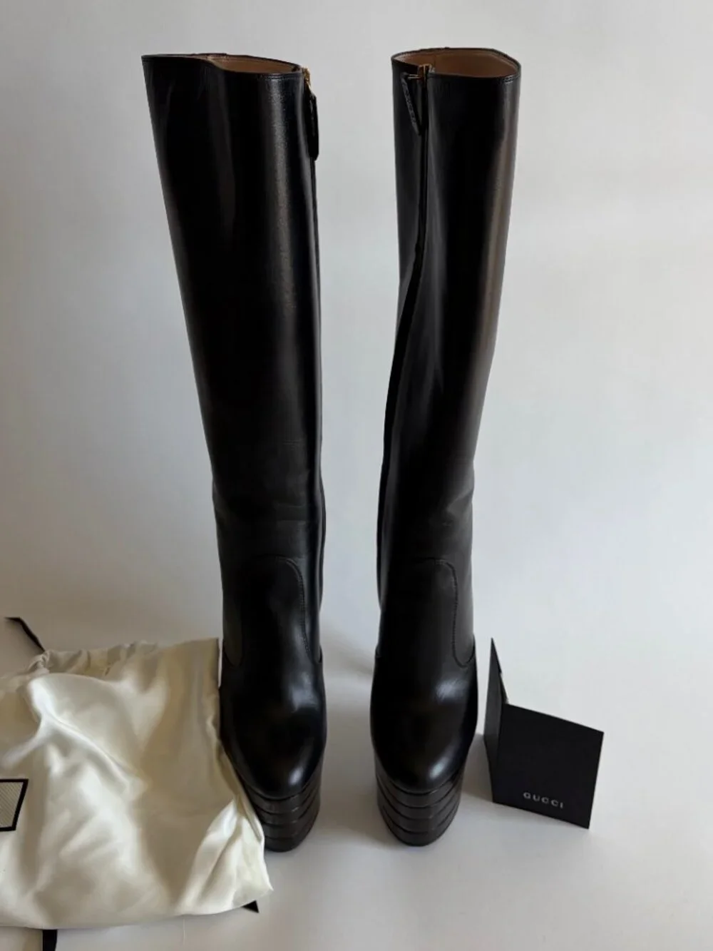 GUCCI ANGEL PLATFORM LEATHER KNEE HIGH BOOTS NEW - Picture 11 of 13